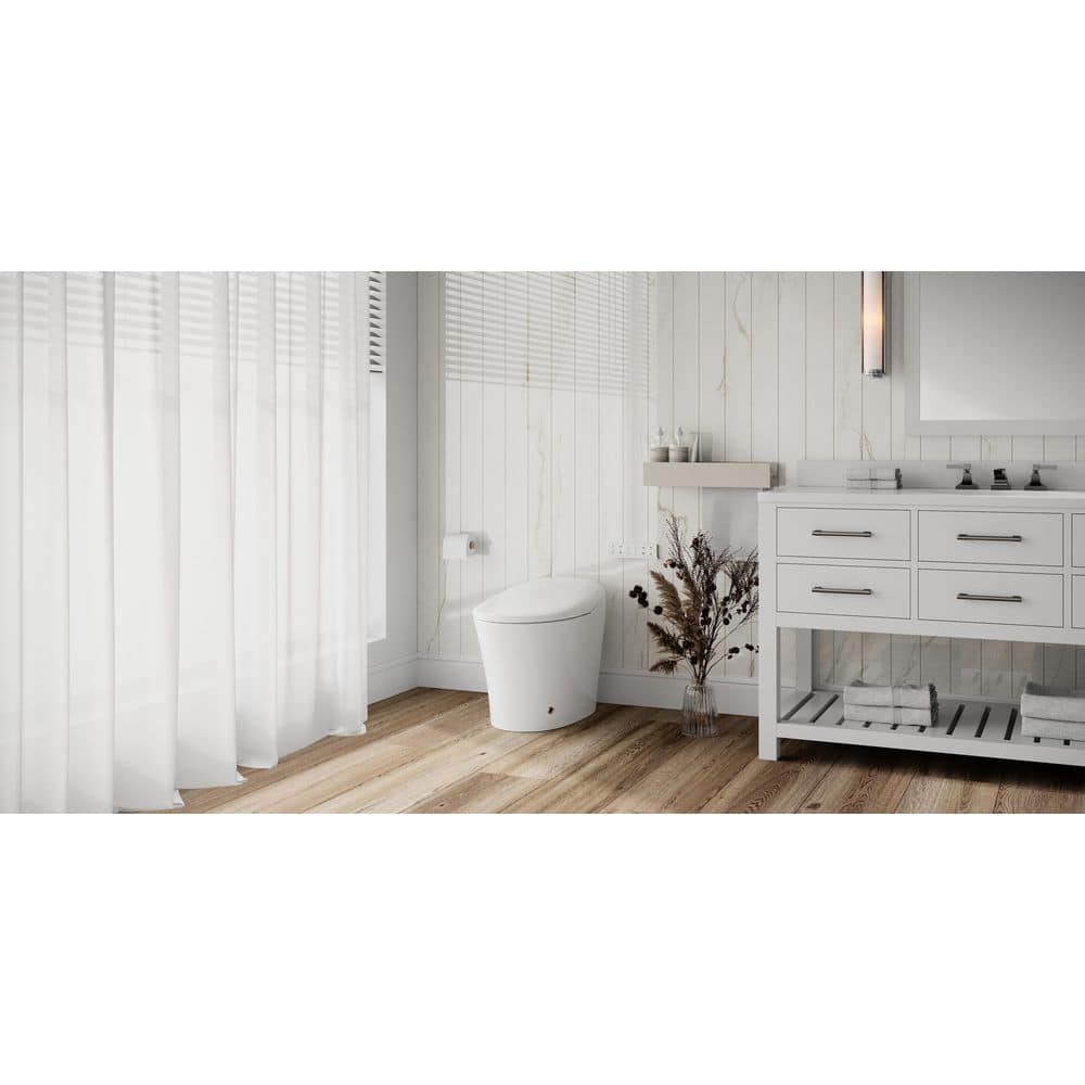 Streamline Tankless Elongated Smart Bidet Toilet in White with UV Sterilizer & Heated Seat