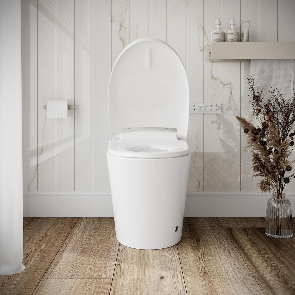 Streamline Tankless Elongated Smart Bidet Toilet in White with UV Sterilizer & Heated Seat