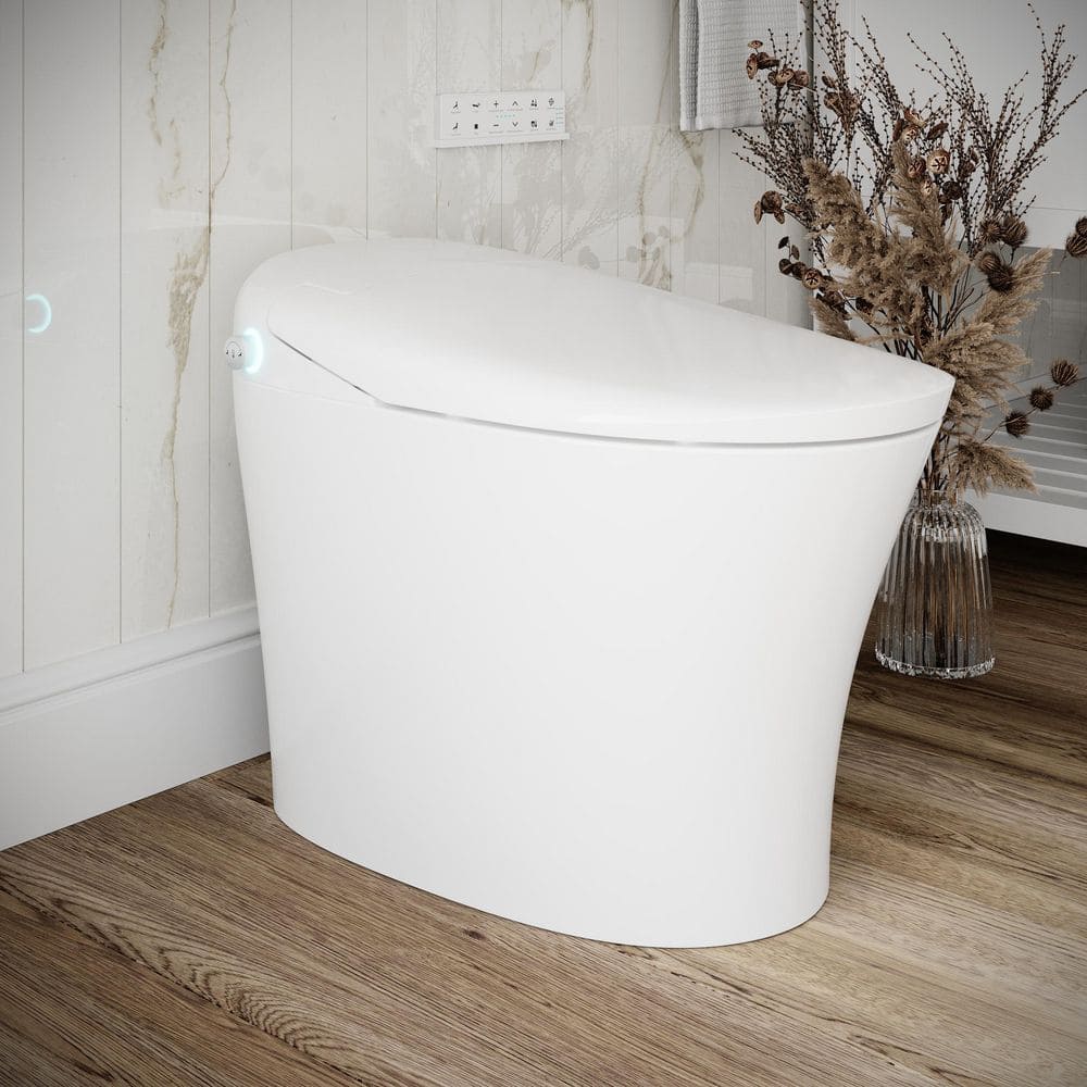 Streamline Tankless Elongated Smart Bidet Toilet in White with UV Sterilizer & Heated Seat