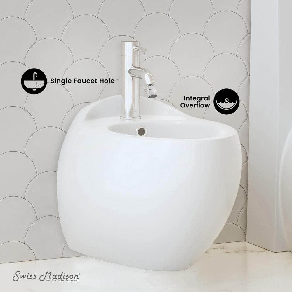 Swiss Madison Plaisir Wall-Hung Elongated Bidet Bowl in Glossy White