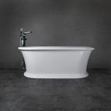 Vanity Art Drancy 67 in. Solid Surface Resin Stone Flatbottom Freestanding Bathtub in Glossy White