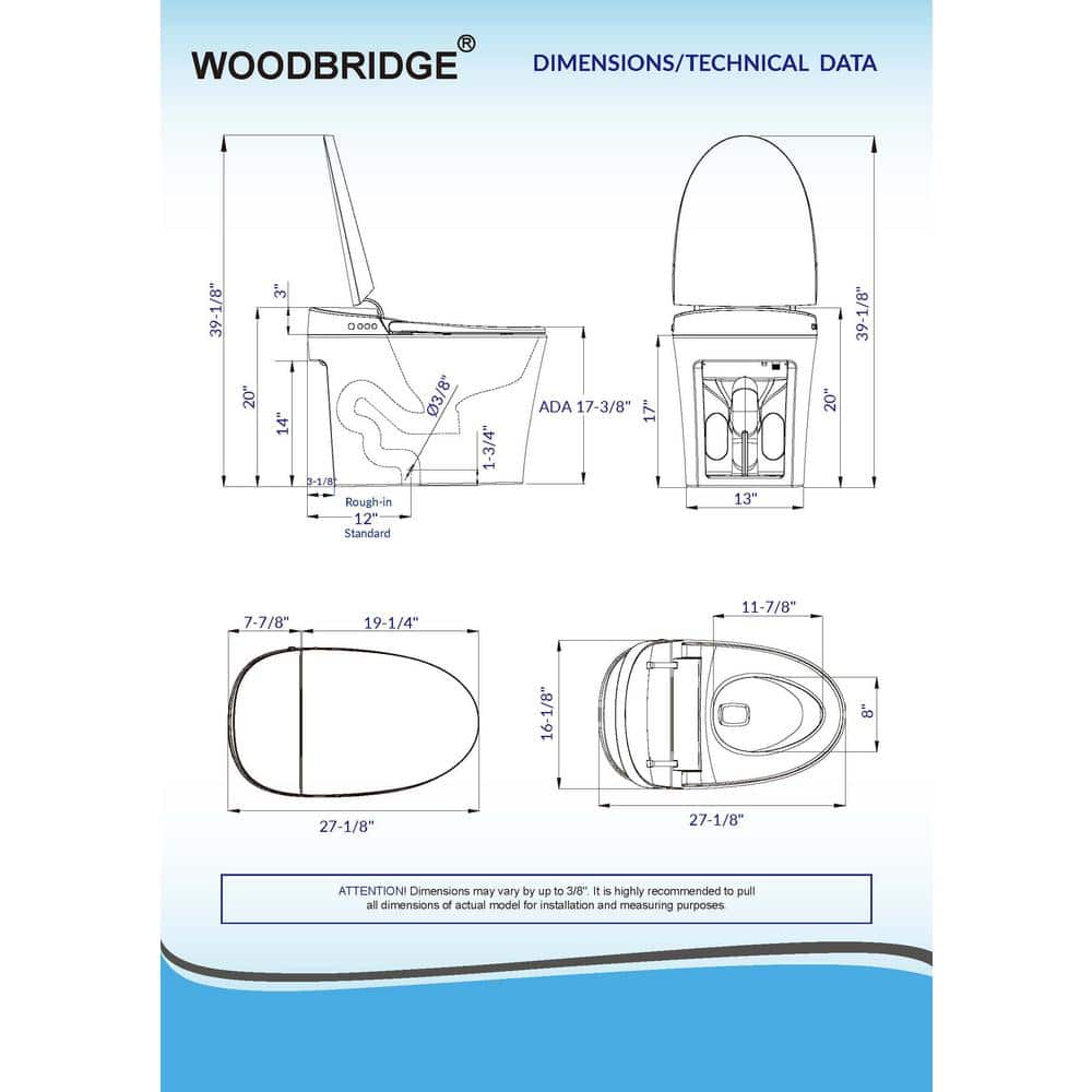 WOODBRIDGE Victoria Intelligent Elongated Smart Toilet with Auto Flush & Foot Sensor