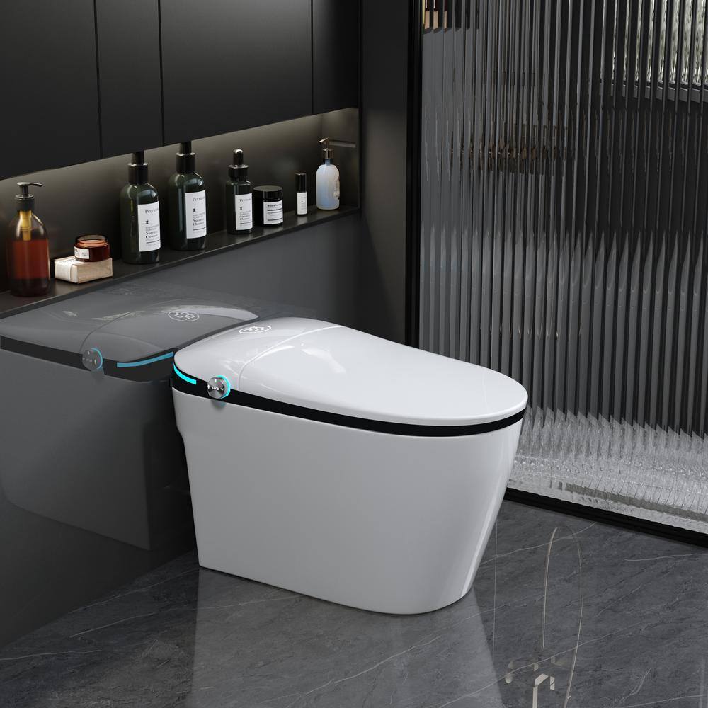 YSQCAR Elongated 1.28 GPF Smart Bidet Toilet with Heated Seat and Auto Functions