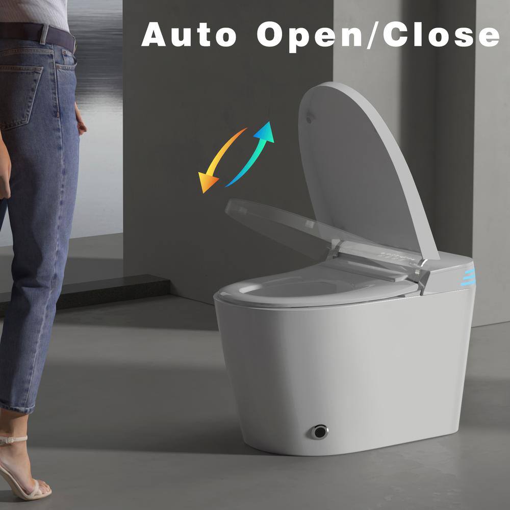 YSQCAR Elongated Smart Bidet Toilet with Auto Lid and Heated Seat in White - 1.28 GPF
