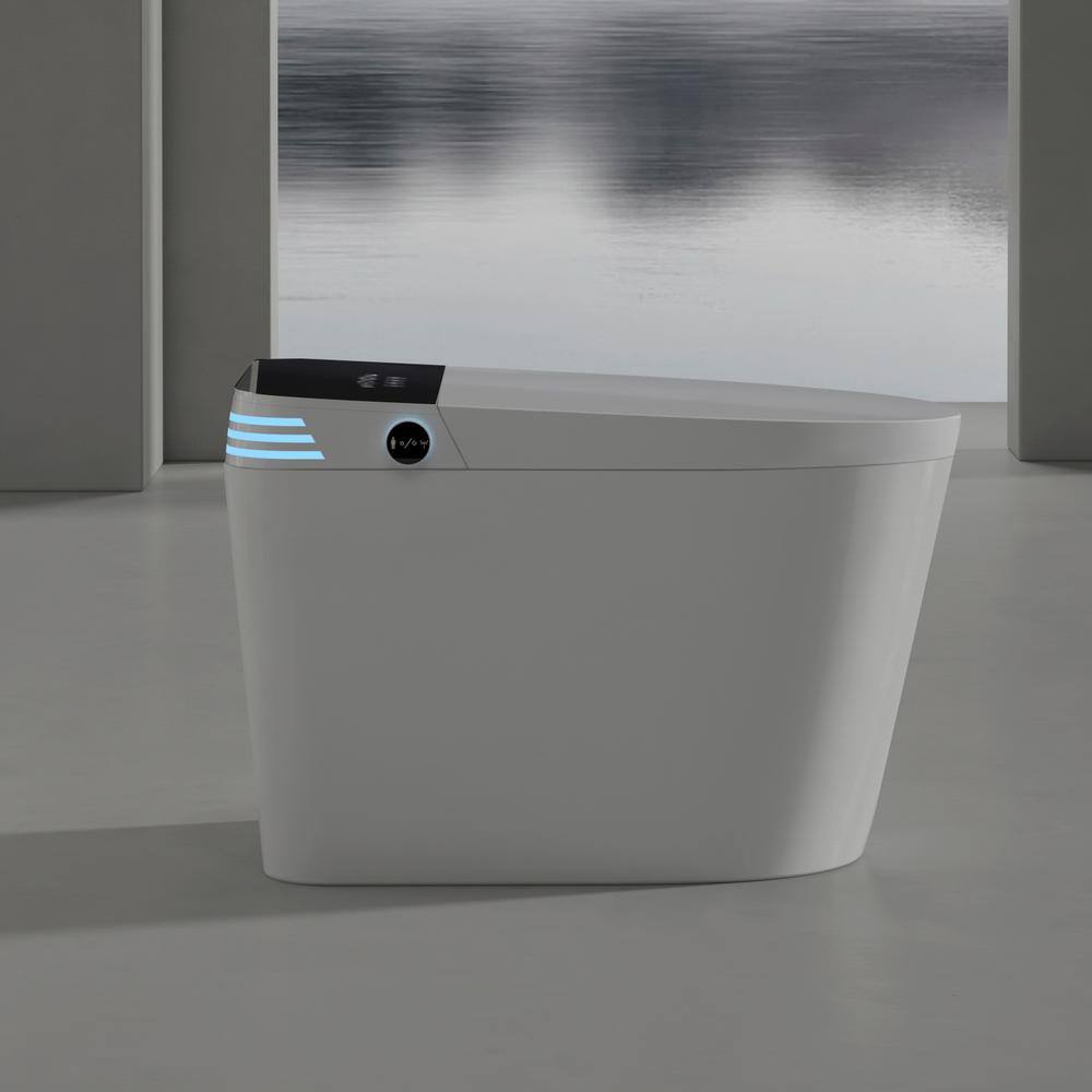 YSQCAR Elongated Smart Bidet Toilet with Auto Lid and Heated Seat in White - 1.28 GPF