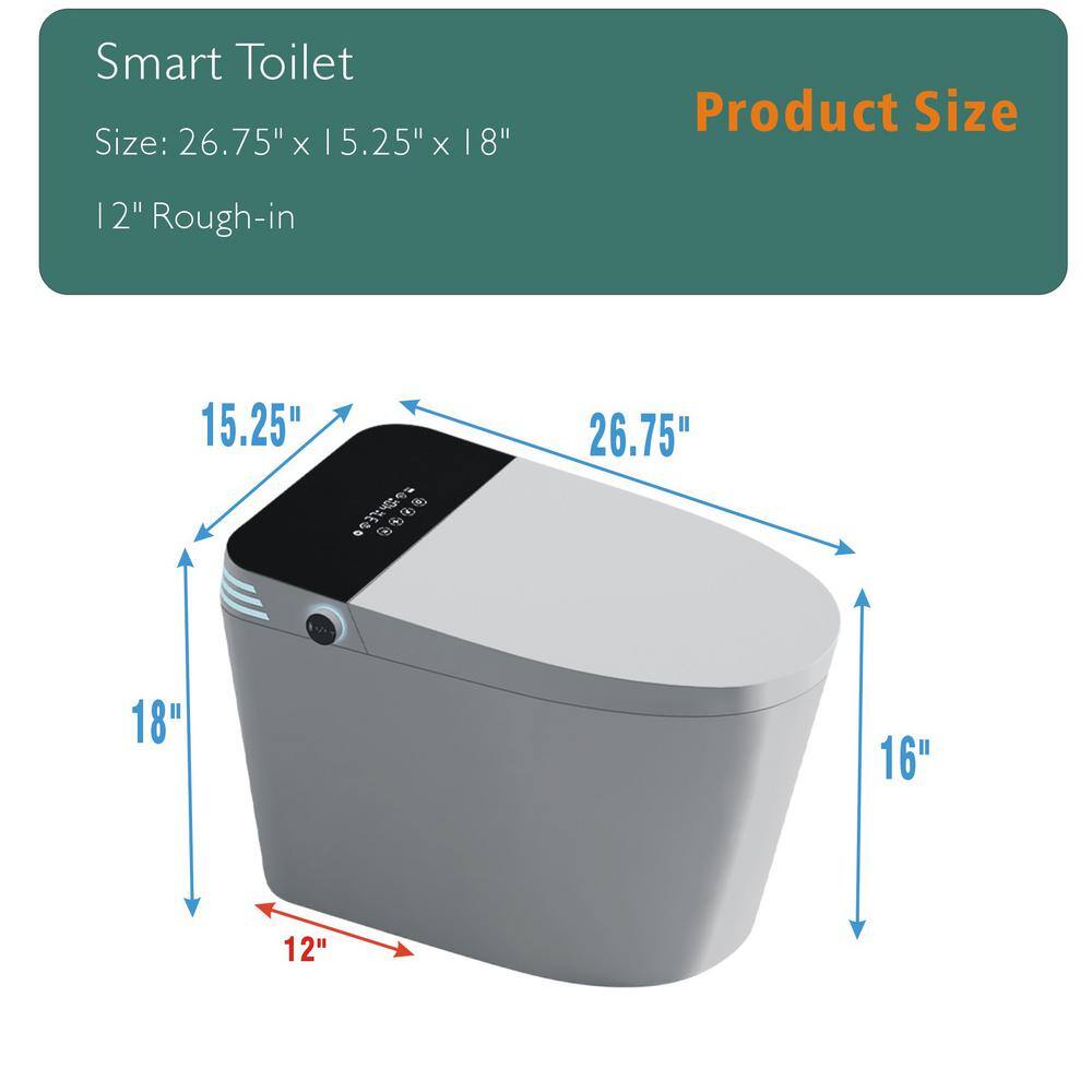 YSQCAR Elongated Smart Bidet Toilet with Auto Lid and Heated Seat in White - 1.28 GPF