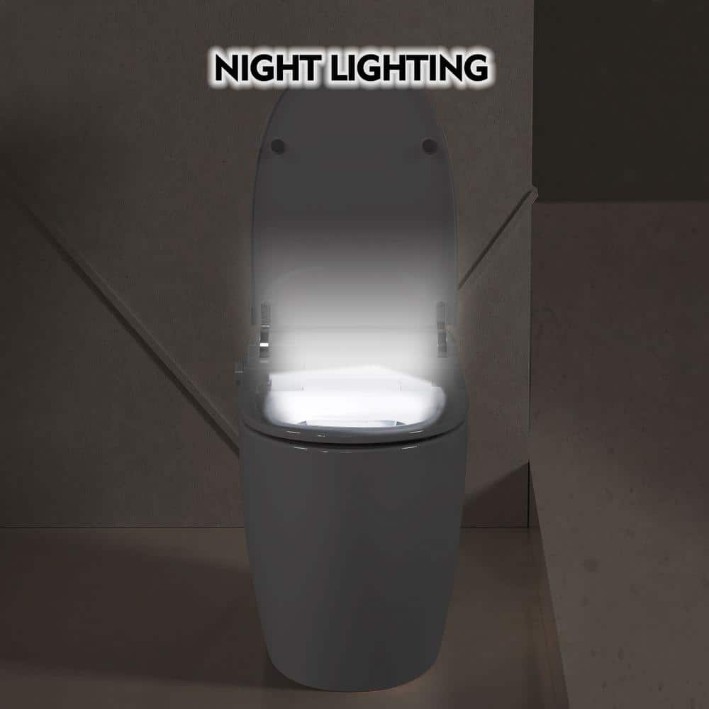 YSQCAR Elongated 1.28 GPF Smart Bidet Toilet with Auto Lid and Heated Seat in White