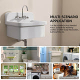 Zeafive High Back 10-Gallon Ceramic Wall Mount Utility Sink, 24x20x17 in.