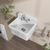 Zeafive High Back 10-Gallon Ceramic Wall Mount Utility Sink, 24x20x17 in.
