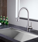 ANZZI Bell Brushed Nickel Single-Handle Deck-Mount Pull-Out Sprayer Kitchen Faucet, 1.8 GPM