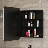 Aosspy 24 in. W x 30 in. H Medium Rectangular Gold Aluminum Alloy Framed Recessed/Surface Mount Medicine Cabinet with Mirror