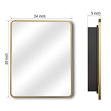 Aosspy 24 in. W x 30 in. H Medium Rectangular Gold Aluminum Alloy Framed Recessed/Surface Mount Medicine Cabinet with Mirror