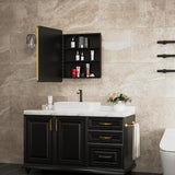 Aosspy 24 in. W x 30 in. H Medium Rectangular Gold Aluminum Alloy Framed Recessed/Surface Mount Medicine Cabinet with Mirror