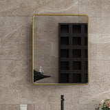 Aosspy 24 in. W x 30 in. H Medium Rectangular Gold Aluminum Alloy Framed Recessed/Surface Mount Medicine Cabinet with Mirror