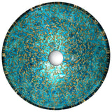 ANZZI Chrona Series 17 in. Round Bathroom Vessel Sink, Gold/Cyan Mix, Glass