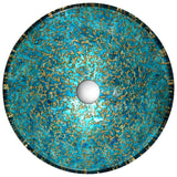 ANZZI Makata Vessel Sink, 16.5 in Round, Gold/Cyan Mix Deco-Glass with Chrome Pop-Up Drain