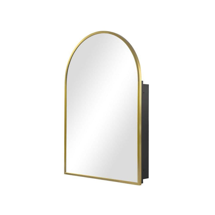 Dovelina 24 in. W x 36 in. H Arched Gold Recessed/Surface Mount Medicine Cabinet with Mirror