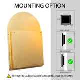 Tenleaf 24 in. W x 36 in. H Arched Recessed Metal Medicine Cabinet with Mirror and Adjustable Shelves in Matte Gold