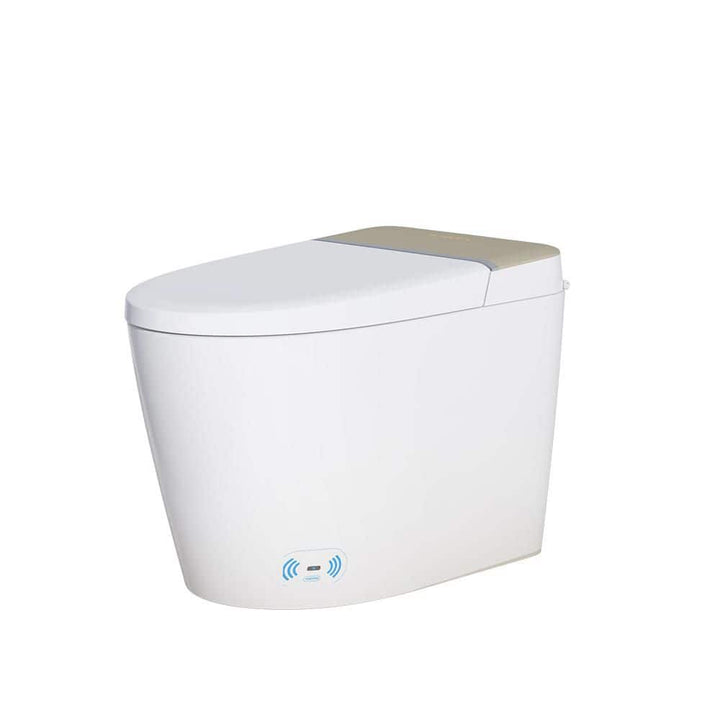 Relyblo intelligent Elongated Bidet Toilet 1.27 GPF in Gold White with Auto Open/Close and Foot Sensing