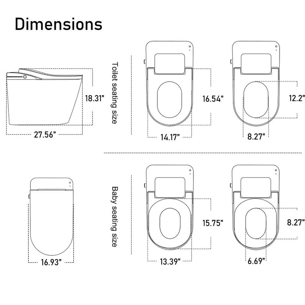 Yulika Smart Bidet Toilet with Heated Seat and LED Display - DJ-K1