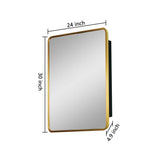 Zeus & Ruta 24 in. W x 30 in. H Rectangular Gold Framed Aluminum Medicine Cabinet with Mirror