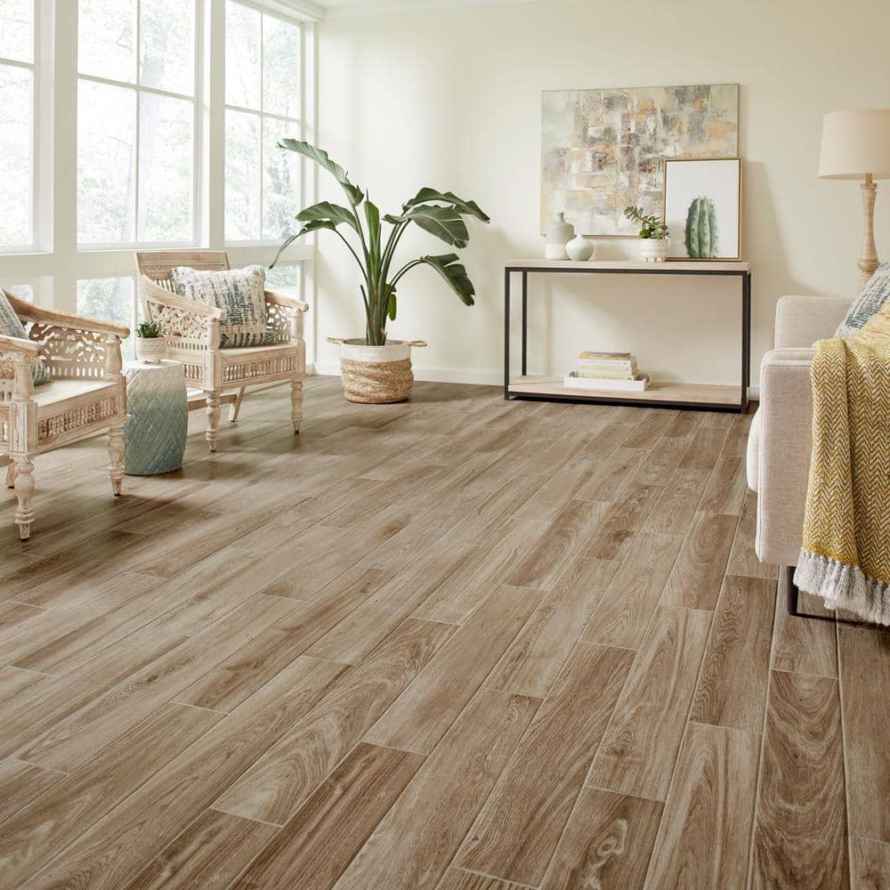 Daltile Trace Meadow 6 in. x 36 in. Golden Brown Glazed Porcelain Floor and Wall Tile (14.5 sq. ft./Case)