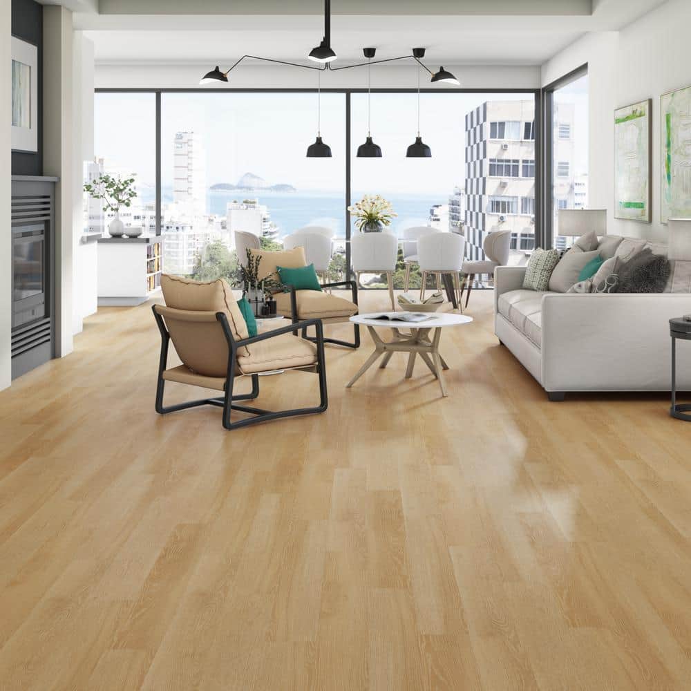 DuraDecor Polished Pro Golden Glow 20 MIL x 6 in. W x 48 in. L Glue Down Waterproof Luxury Vinyl Flooring (42 sq.ft./case)