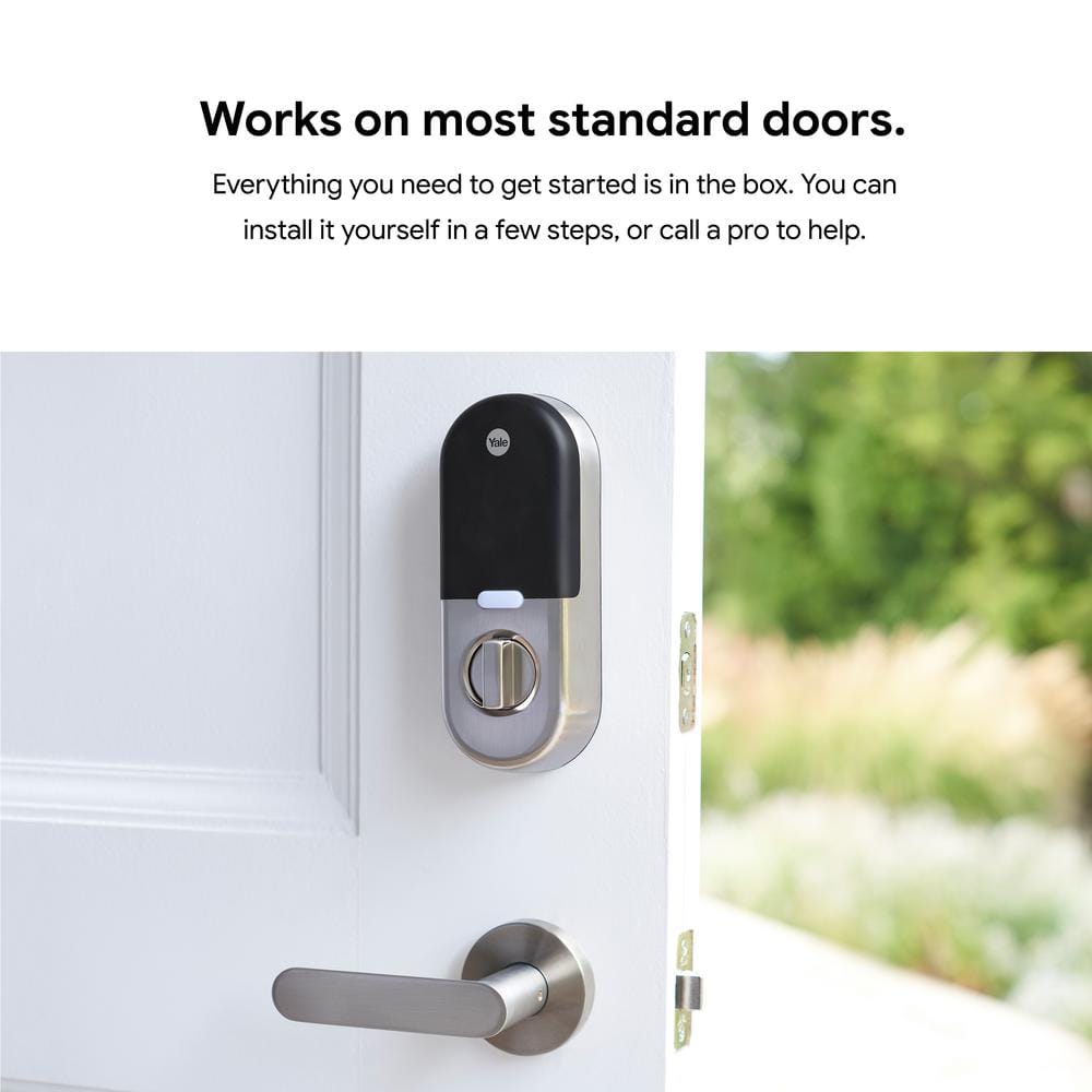 Google Nest x Yale Lock - Tamper-Proof Smart Wifi Bluetooth Deadbolt Lock with Nest Connect - Satin Nickel