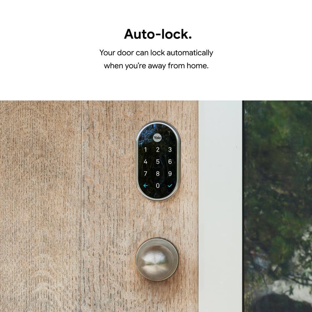Google Nest x Yale Lock - Tamper-Proof Smart Wifi Bluetooth Deadbolt Lock with Nest Connect - Satin Nickel
