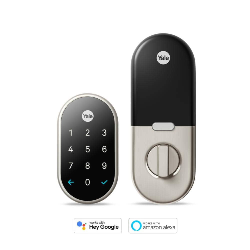 Google Nest x Yale Lock - Tamper-Proof Smart Wifi Bluetooth Deadbolt Lock with Nest Connect - Satin Nickel