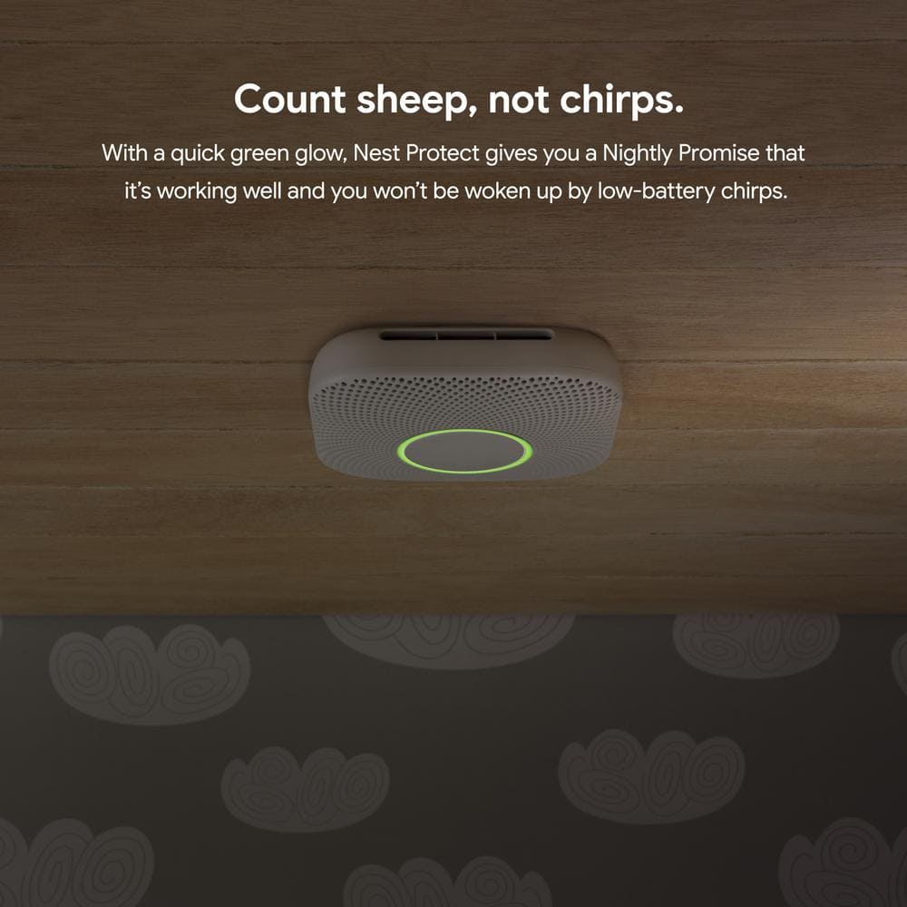 Google Nest Protect - Smoke Alarm and Carbon Monoxide Detector - Battery Operated - 2 Pack