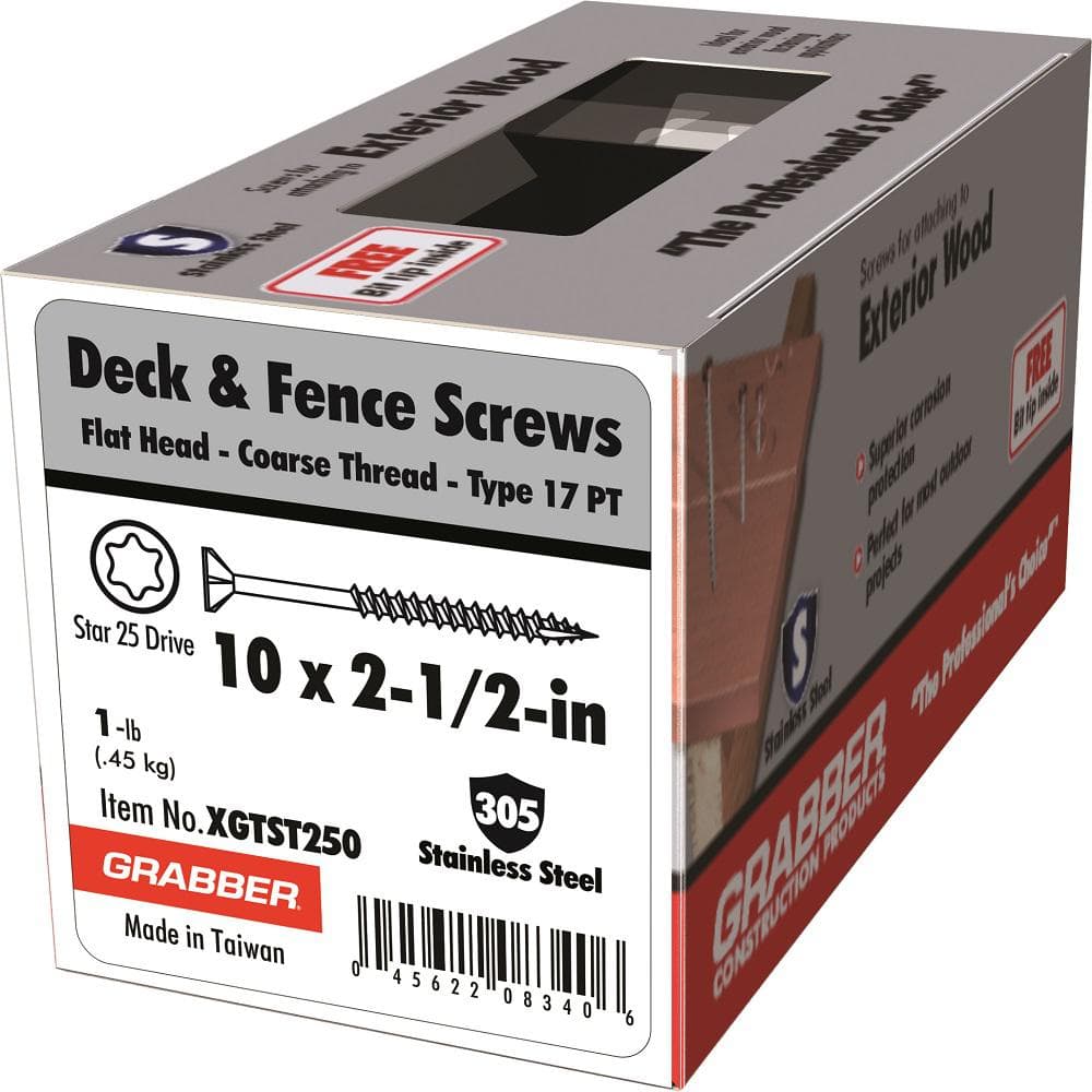 Grabber #10 x 2-1/2 in. Stainless Steel Star Drive Flat-Head Wood Deck Screw