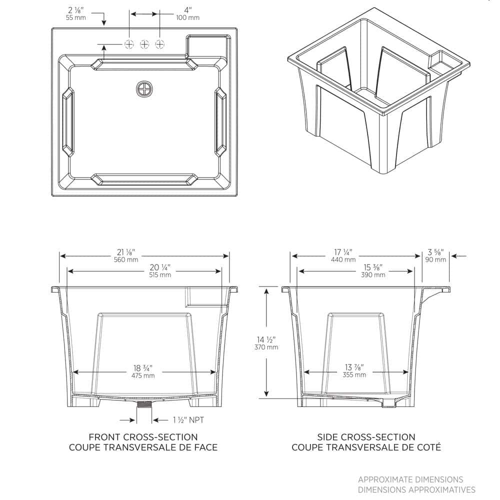 RUGGED TUB 24 in. x 22 in. Polypropylene Granite Laundry Sink (Pack of 2)