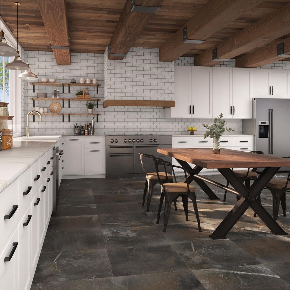 Highland Shore Graphite 24 in. x 24 in. Glazed Porcelain Floor and Wall Tile (15.76 sq. ft./Case)