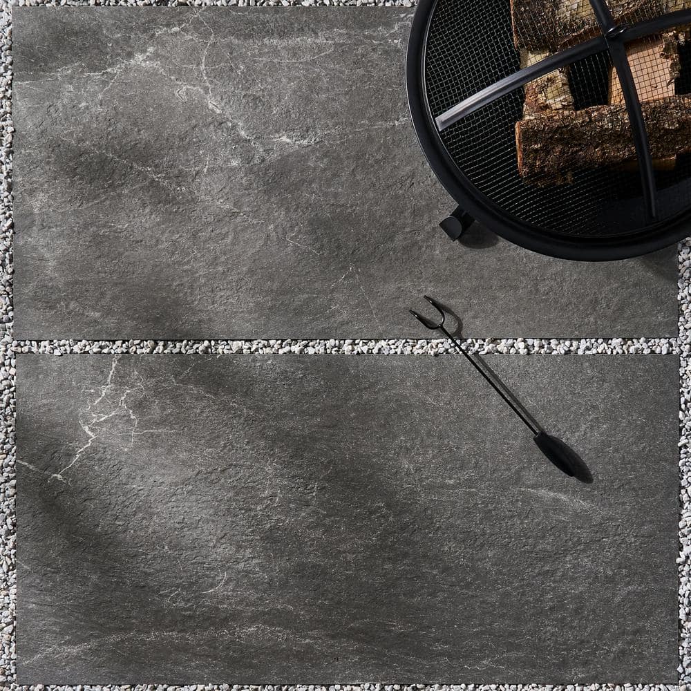 Ivy Hill Tile LithoTech 23.62 in. x 47.24 in. x 0.78 in. Graphite Gray Matte Porcelain Floor Paver Tile (7.74 sq. ft./Each)