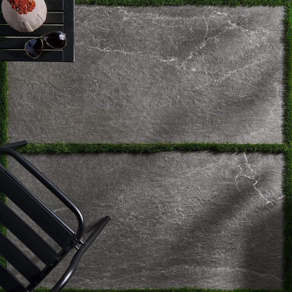 Ivy Hill Tile LithoTech 23.62 in. x 47.24 in. x 0.78 in. Graphite Gray Matte Porcelain Floor Paver Tile (7.74 sq. ft./Each)