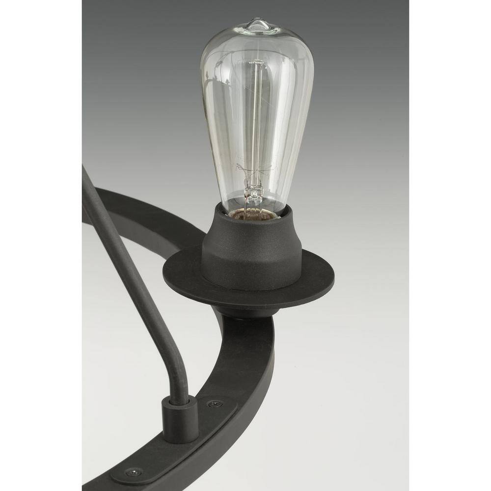 Progress Lighting Debut Collection 28 in. 9-Light Black Graphite Farmhouse Urban Industrial Chandelier Dining Light