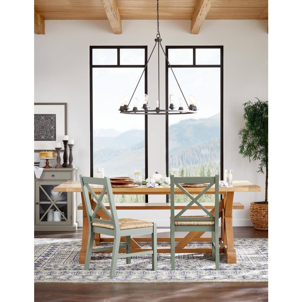 Progress Lighting Debut Collection 28 in. 9-Light Black Graphite Farmhouse Urban Industrial Chandelier Dining Light