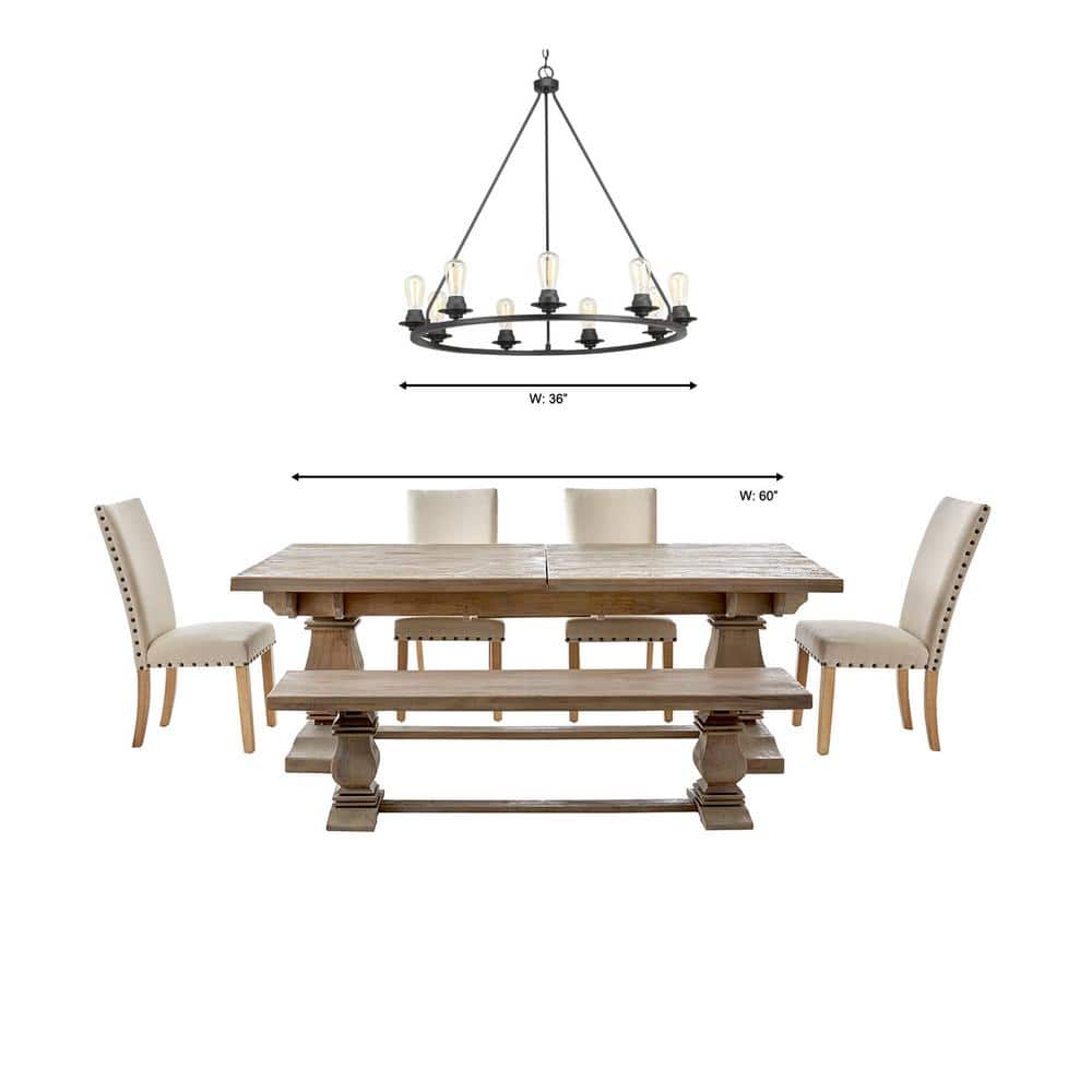 Progress Lighting Debut Collection 28 in. 9-Light Black Graphite Farmhouse Urban Industrial Chandelier Dining Light
