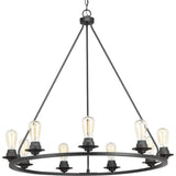 Progress Lighting Debut Collection 28 in. 9-Light Black Graphite Farmhouse Urban Industrial Chandelier Dining Light