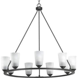 Progress Lighting Debut Collection 28 in. 9-Light Black Graphite Farmhouse Urban Industrial Chandelier Dining Light