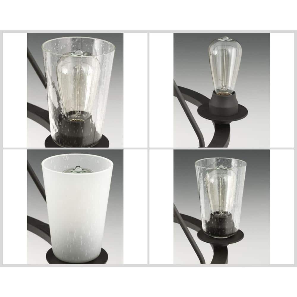 Progress Lighting Debut Collection 28 in. 9-Light Black Graphite Farmhouse Urban Industrial Chandelier Dining Light