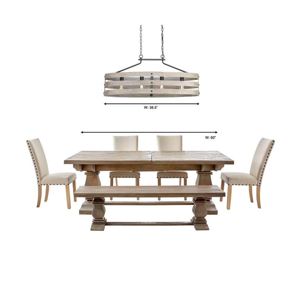 Progress Lighting Gulliver Collection 38-1/2 in. Coastal 4-Light Graphite Coastal Linear Chandelier Light with Weathered Driftwood Frame