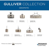 Progress Lighting Gulliver Collection 38-1/2 in. Coastal 4-Light Graphite Coastal Linear Chandelier Light with Weathered Driftwood Frame