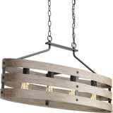 Progress Lighting Gulliver Collection 38-1/2 in. Coastal 4-Light Graphite Coastal Linear Chandelier Light with Weathered Driftwood Frame