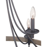 Progress Lighting Gulliver Collection 35-1/4 in. 9-Light Graphite Coastal Chandelier with Weathered Gray Wood Accents for Dining Rooms