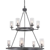 Progress Lighting Gresham Collection 15-Light Graphite Clear Seeded Glass Farmhouse Chandelier Light