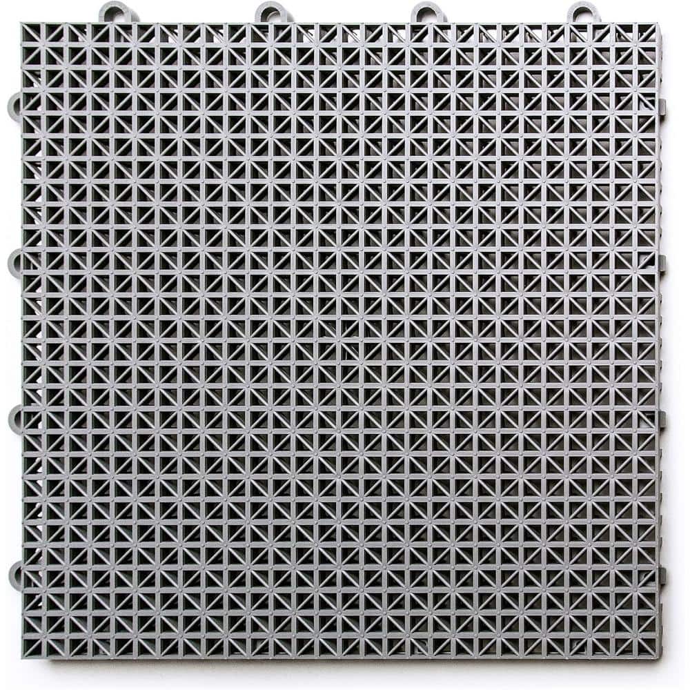Afoxsos 12 ft. x 12 ft. Outdoor Modular Interlocking Multi-Use Plastic Deck Tile in Gray (40 Per Pack)