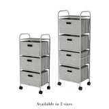 Lavish Home 12 in. W x 45 in. H 4-Drawer Rolling Metal Storage Organizer with Fabric Bins