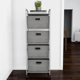 Lavish Home 12 in. W x 45 in. H 4-Drawer Rolling Metal Storage Organizer with Fabric Bins